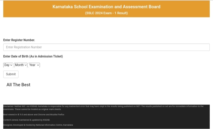 Karnataka Examination Result 2024 - SSLC Result 2024