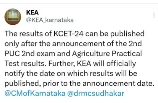 KCET 2024 - KEA Tweet